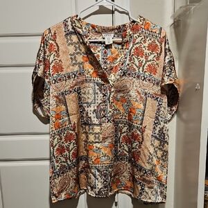 Nicole Miller Multicolor Floral Paisley Blouse